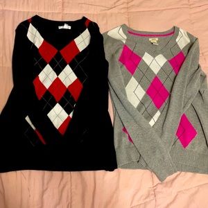 Two Argyle long sleeve shirts